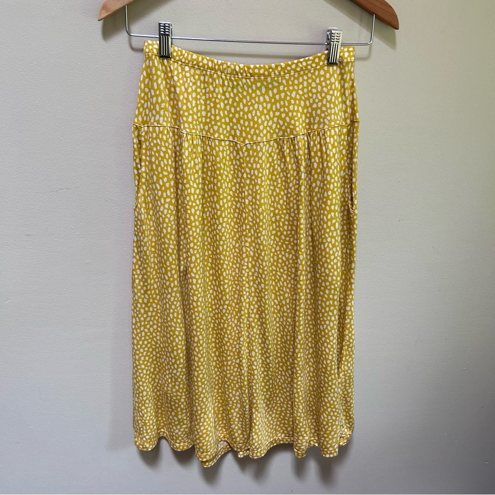 Gundrun Sjoden ~ Ochre Yellow Dot Modal A-Line Midi Skirt in size Small